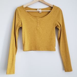 💖2/20$ Cropped Henley Long Sleeve